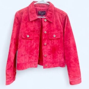 Vintage 90s 00s Y2K Express World Brand Women’s Red Suede Jacket